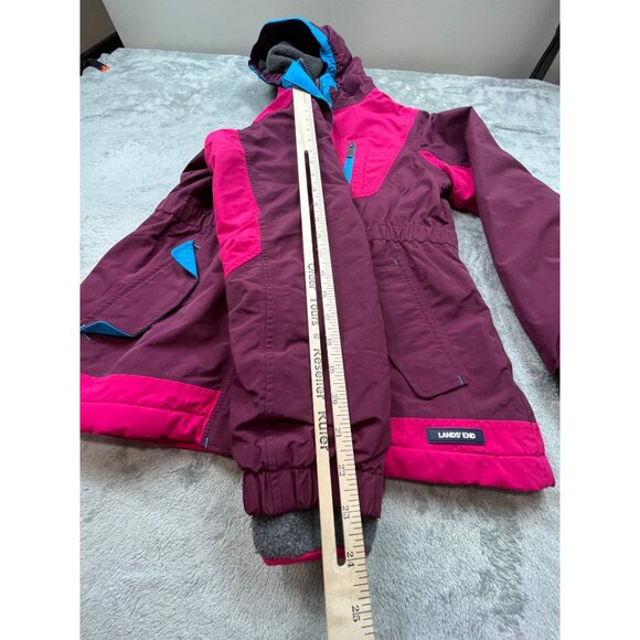 Lands End Kids L 14 Purple & Pink Waterproof Windproof Squall Parka Jacket Nylon - Picture 6 of 14